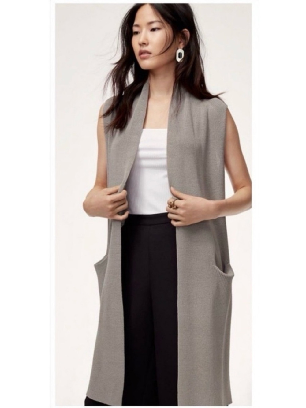 Wilfred Aritzia Dunkirk Long Open Sleeveless Cardigan size small